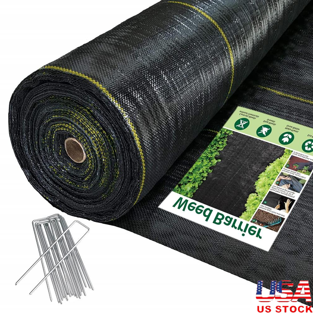Black Weed Barrier Landscape Fabric Heavy Duty Woven Ground Cloth Superior Permeability Weed Control Versatile Sizing Easy