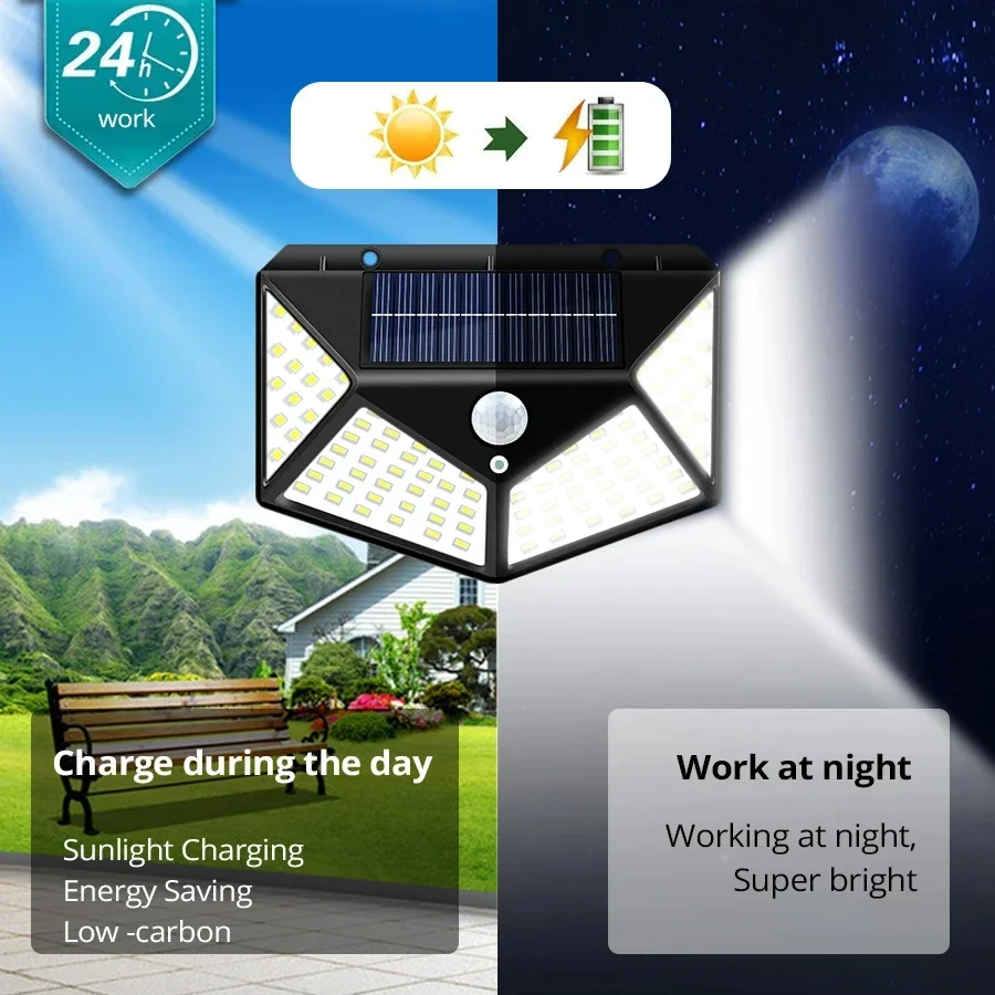Luces solares LED para exteriores, lámpara Solar externa impermeable, Sensor de movimiento, luces de jardín, energía Solar, luz Solar, patio, pared, farola