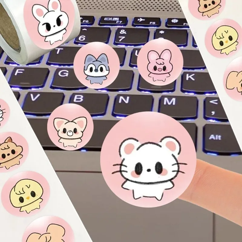 500 Uds SKZOO pegatinas de rollo de plástico de animales con alta belleza, creatividad bonita, pegatinas periféricas de mano