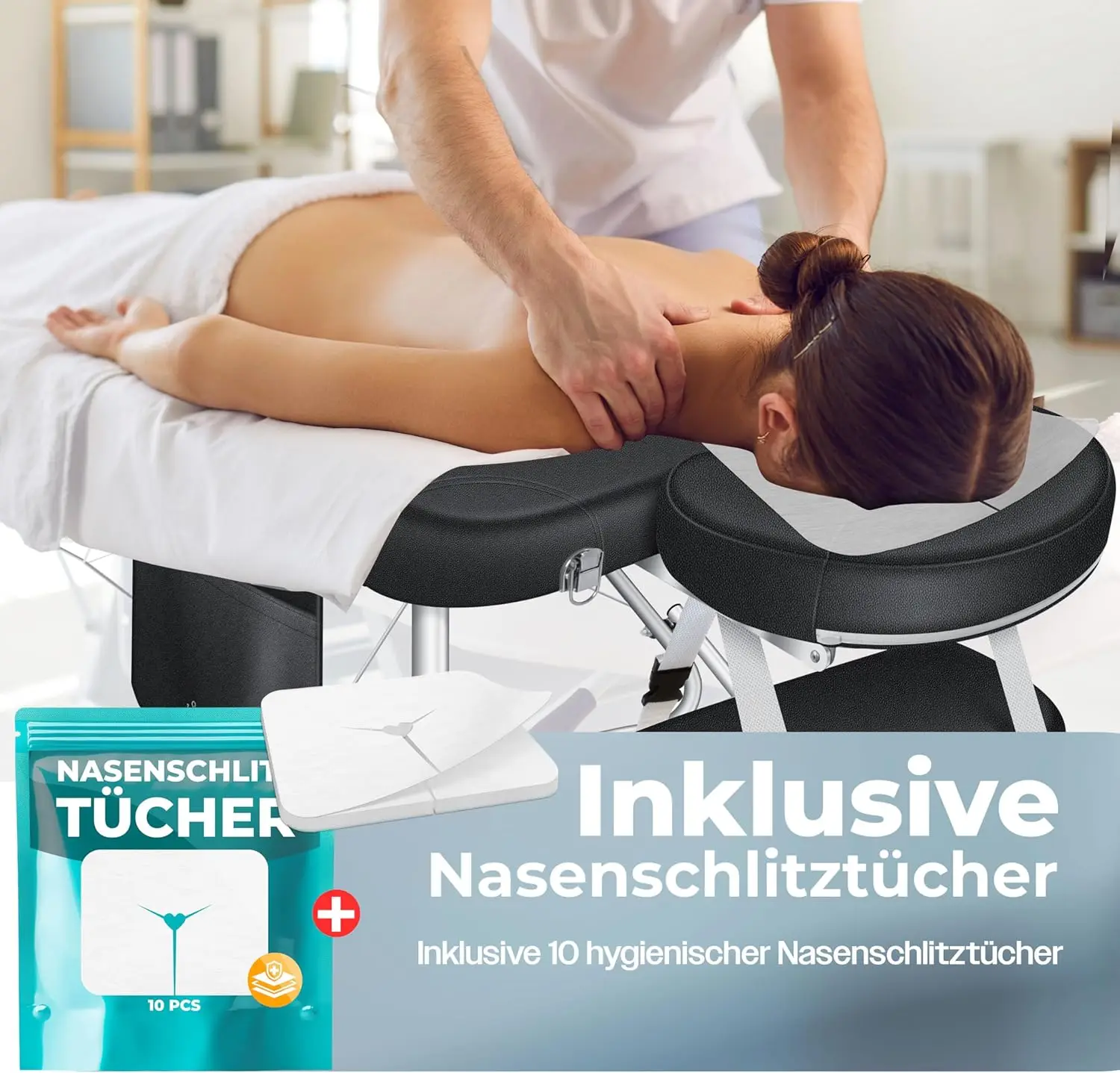 Mobile Massage Table klappbar & height adjustable 3-Zonen Massage Bed Massage Table Kosmetikliege Breit Therapyeliege Alumi