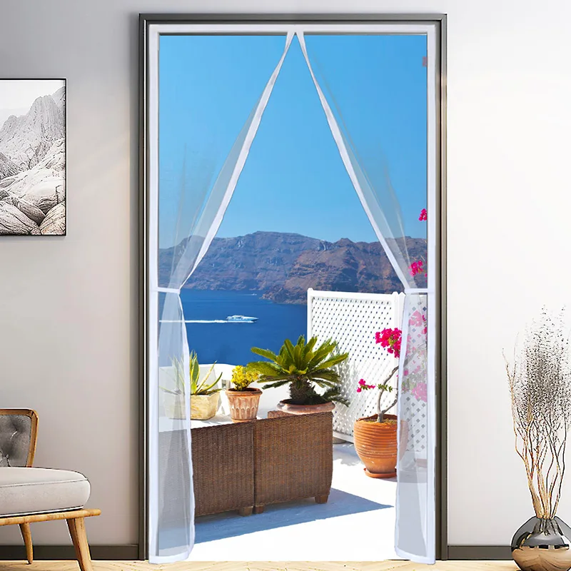 Mosquitera magnética blanca para puerta y ventana, tamaño personalizado, interior y exterior, a prueba de moscas y insectos, Invisible, transparente
