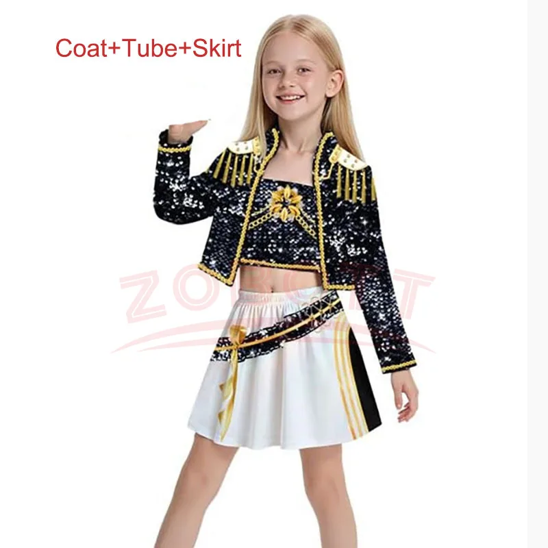 キッズ K-pop ルミ ゾーイ ミラ コスプレ ハントリックス コスチューム 3D プリント デーモン ハンターズ ミラ ステージ衣装 子供 ハロウィン パーティー 衣装セット