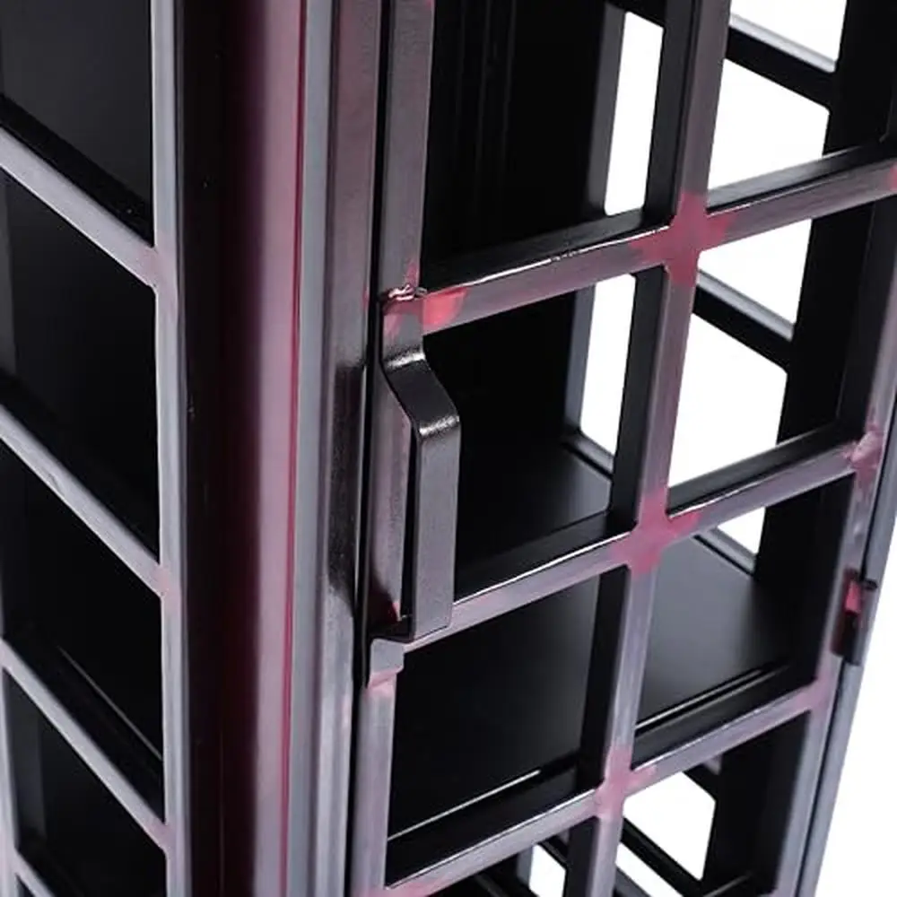 Vintage Telephone Booth Bar Cabinet with Wine Rack and Storage No Assembly Required Metal Frame Weathered Finish Heavy Duty