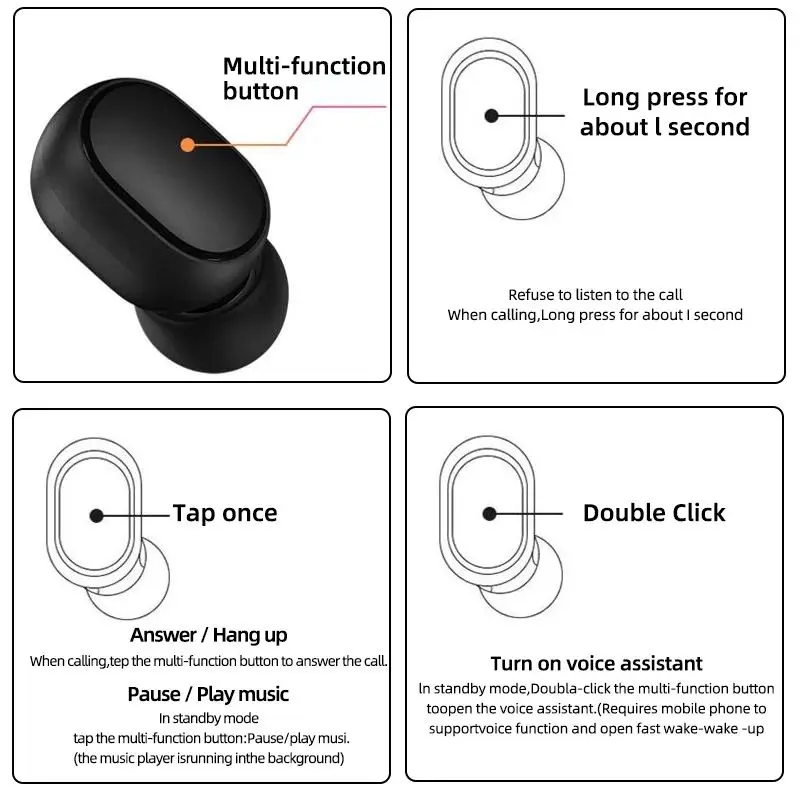 Xiaomi Redmi Airdots 2 Auriculares inalámbricos con Bluetooth con micrófono Auriculares Airdots 2 Fone Auriculares Bluetooth Auriculares inalámbricos