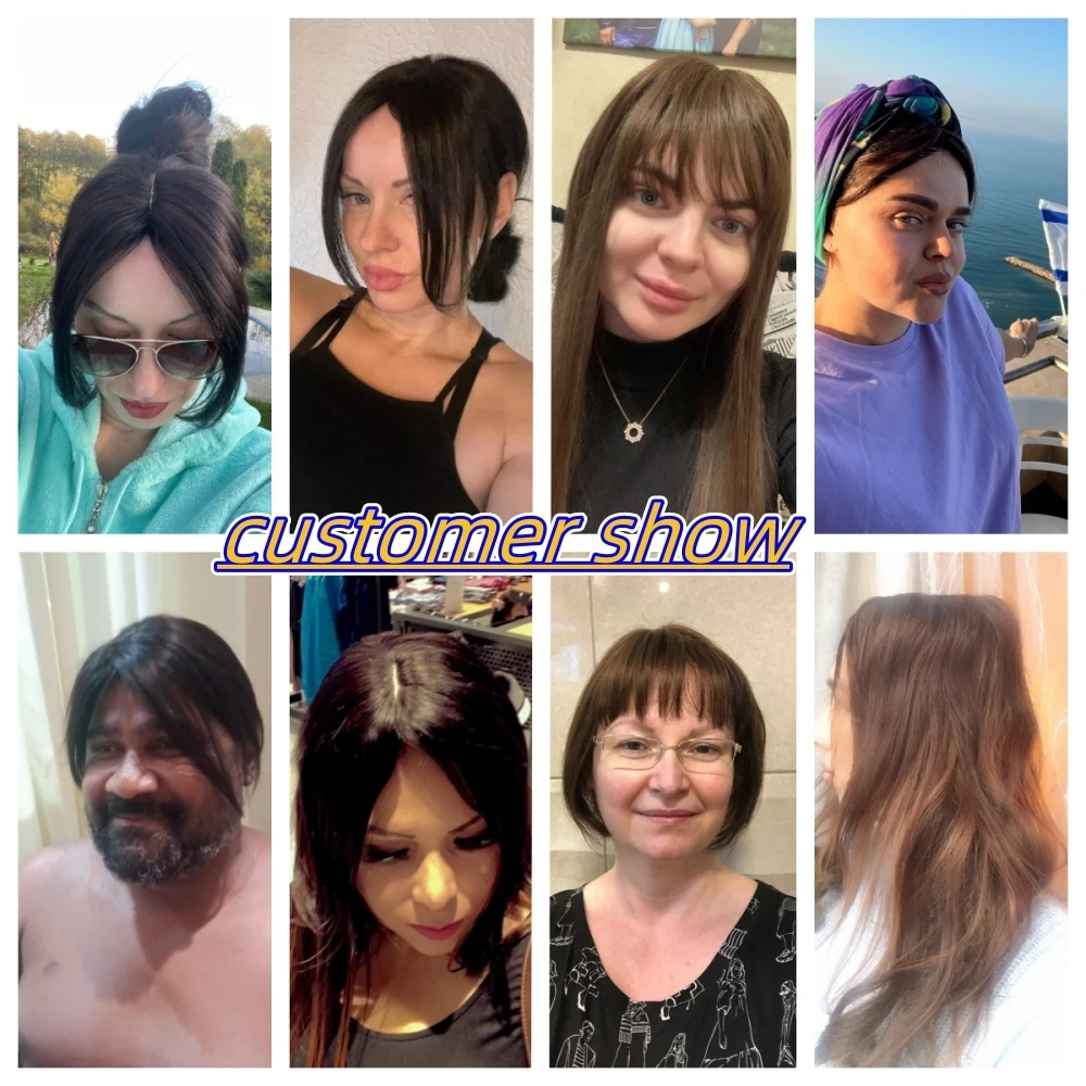 Body Golvend Menselijk Haar Toppers voor Vrouwen 25 cm Clip In Krullend Haarstukjes Extensions Verhogen Haarvolume Milde Bruin Non-Remy