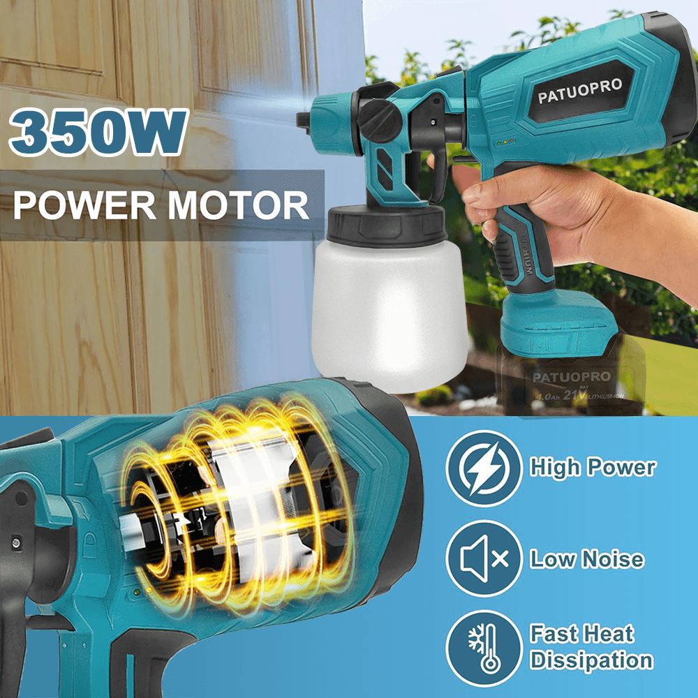 PISTOLA DE PULVERIZACIÓN eléctrica inalámbrica, pulverizador de pintura portátil, aerógrafo de revestimiento de acero para muebles de coche, de 18V batería Makita, 1000ML