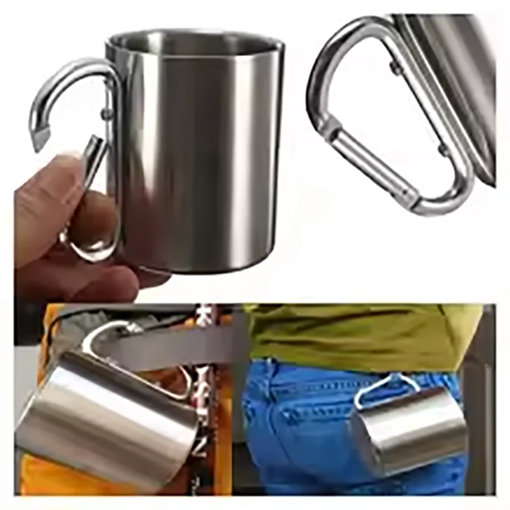 TARKA Camping ถ้วยน้ําปุ่ม 220/300ml One Person ถ้วยน้ําสแตนเลส Mountaineering Camping Picnic Tableware