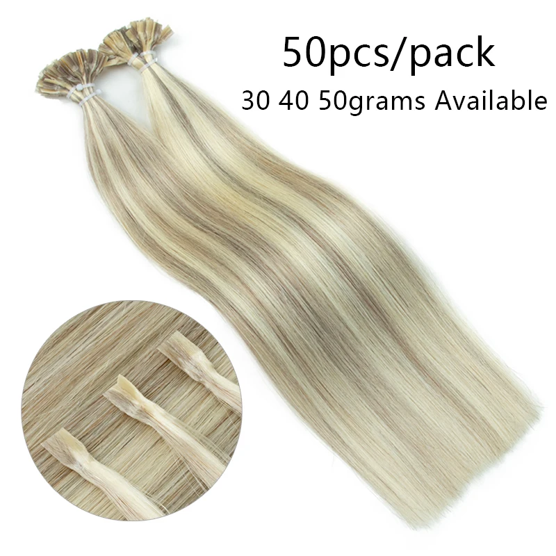 K pointe Extensions de cheveux kératine cheveux humains Extension de cheveux de Fusion chaude 1 cm italie kératine colle Machine Remy 12-24 pouces 30 50 g/paquet