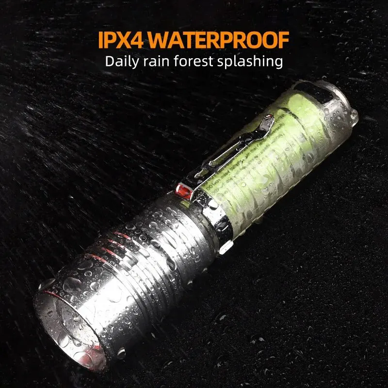 Mini-sleutelhangerzaklamp Type C Snel opladen Multifunctioneel Intrekbaar Waterdicht Fluorescerend Magnetisch Waarschuwing Campingflitser