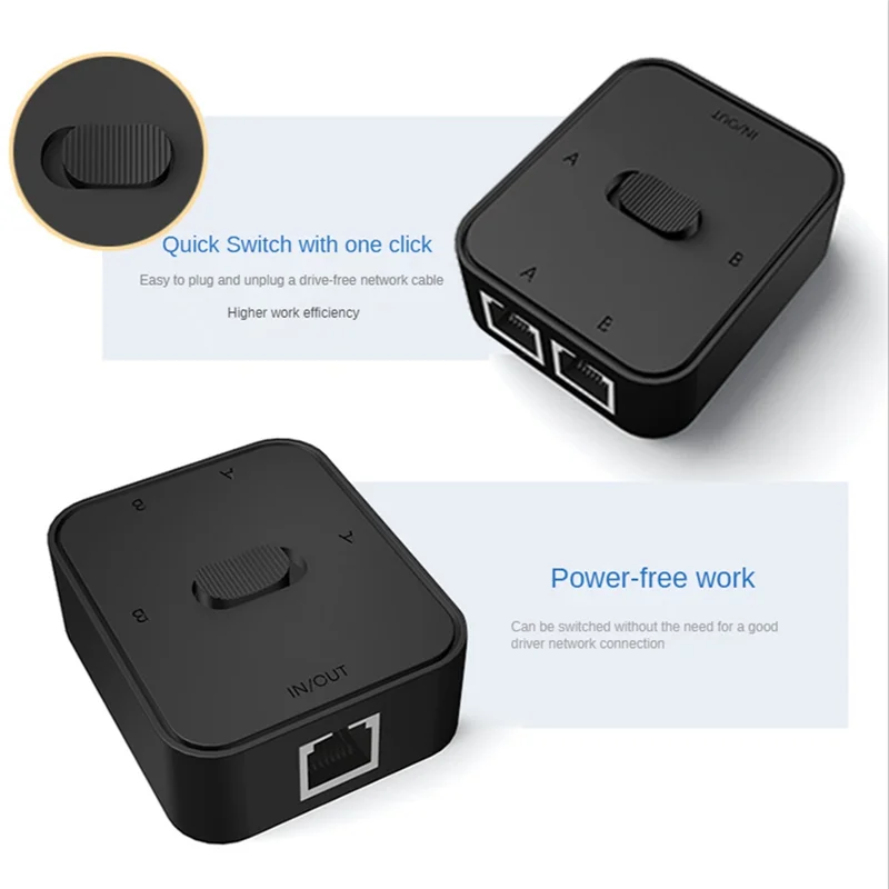 2 Port RJ45 LAN CAT6 Netzwerk-Switch-Wahlschalter 1000 Mbit/s 2 in 1 Out/1 in 2 Out Interner externer Netzwerk-Switcher-Splitter