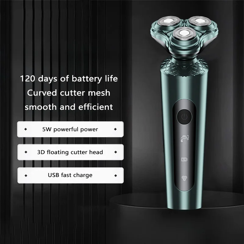 Electric Shavers Men Waterproof Wet Dry Use Electric Trimmer Razor Rechargeable Battery Rotary Shavers Machine Shaving