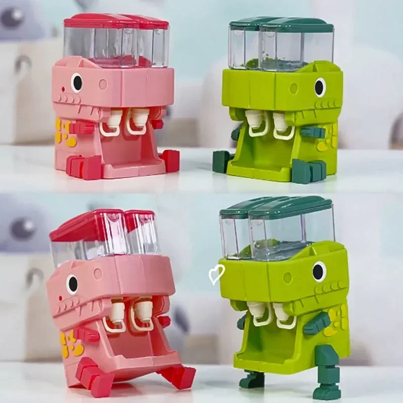 Adorável dispensador de água duplo com tema de dinossauro para crianças, brinquedo para beber suco quente/frio, melhora a cozinha imaginativa, tempo de reprodução