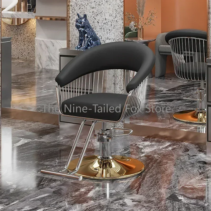 Poltrona da barbiere personalizzata di lusso retrò rosa classica sedia professionale sollevatore cuscino chaise rose mobili da salone in metallo