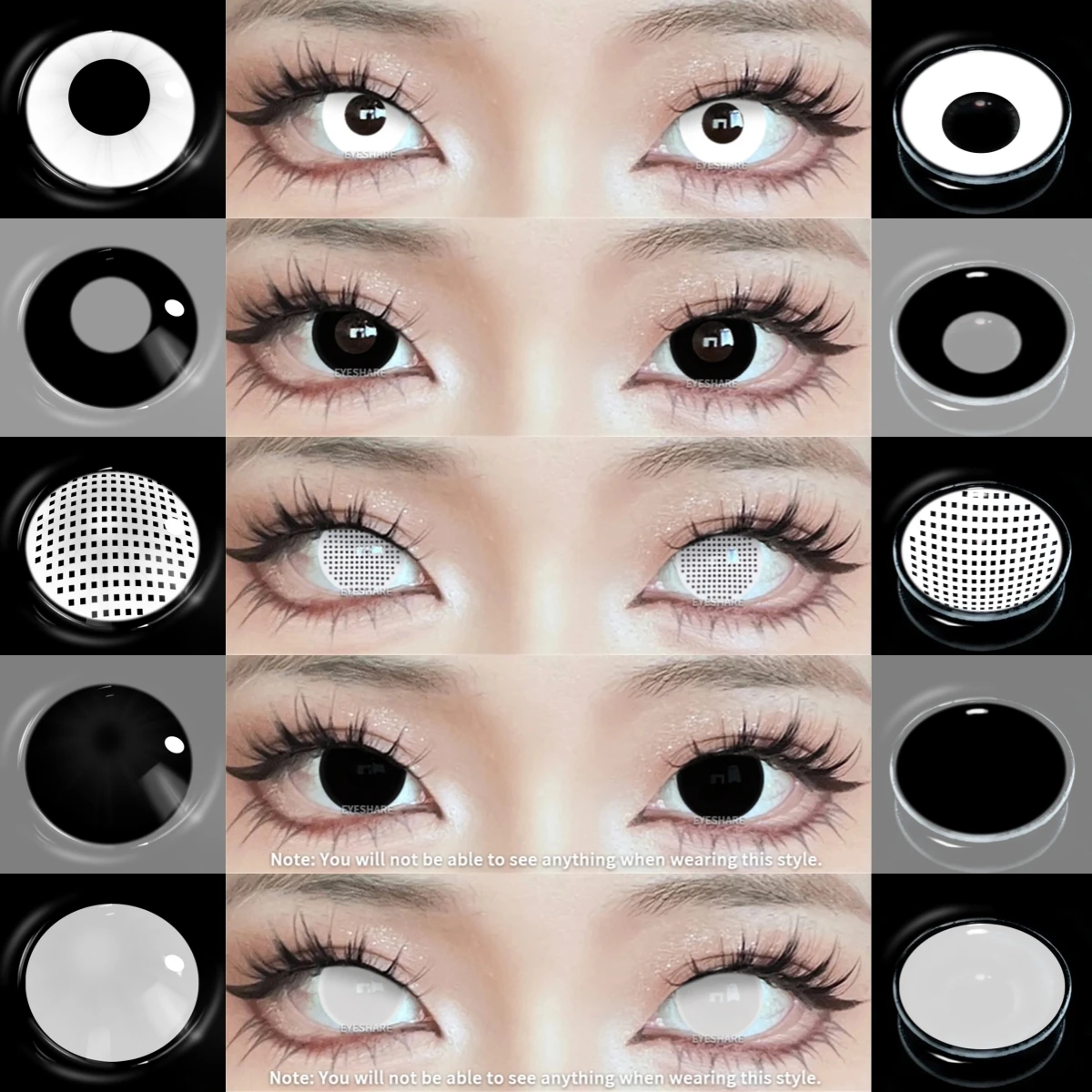 EYESHARE Cosplay Białe kolorowe soczewki kontaktowe 2szt Szalone czerwone soczewki kontaktowe Anime Czarne soczewki do oczu Halloween Beauty Makeup Lens