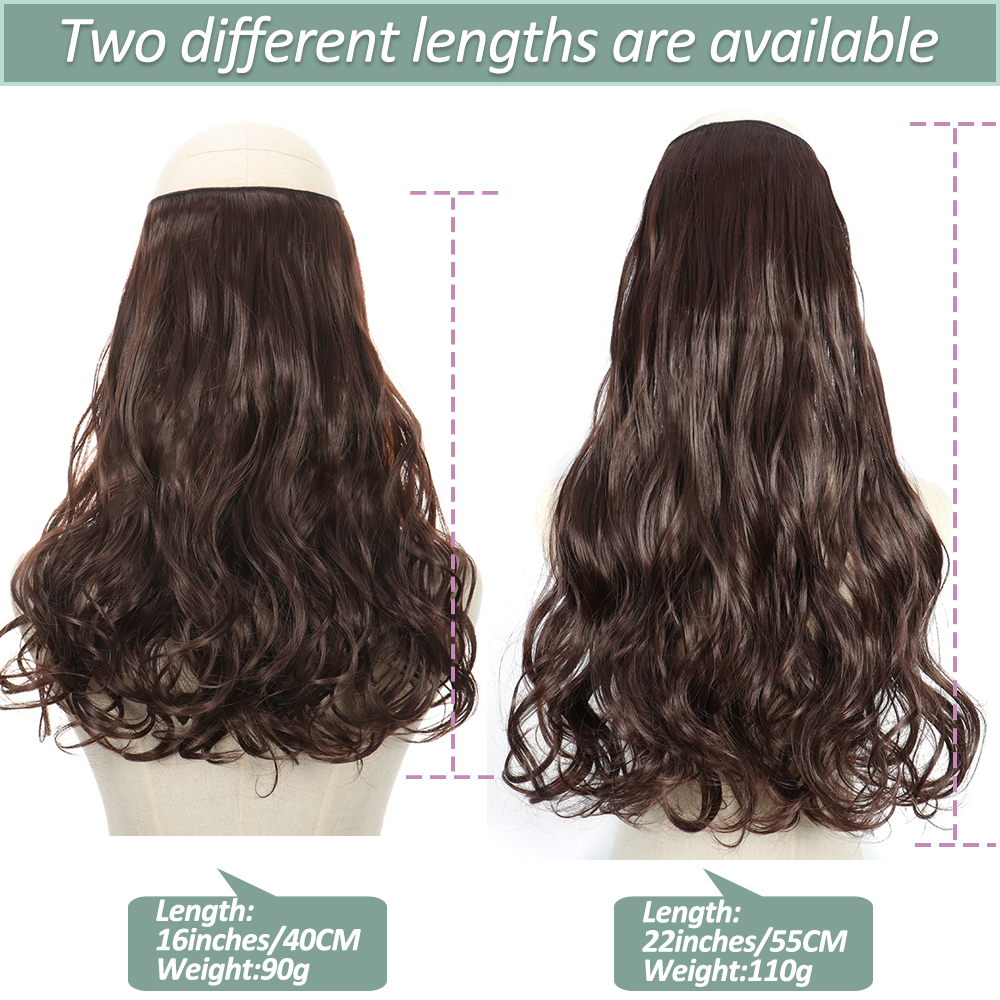 Extensiones de cabello invisibles para mujer, Ondulado Natural sintético, sin Clip, línea de pescado, Color mezclado, Rubio, negro, Artificial, pieza de cabello falso
