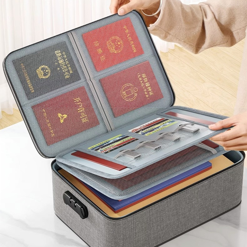 Saco de armazenamento de identificação multicamadas bloqueio de combinação grande capacidade portátil armazenamento classificado resistente saco de armazenamento wearable