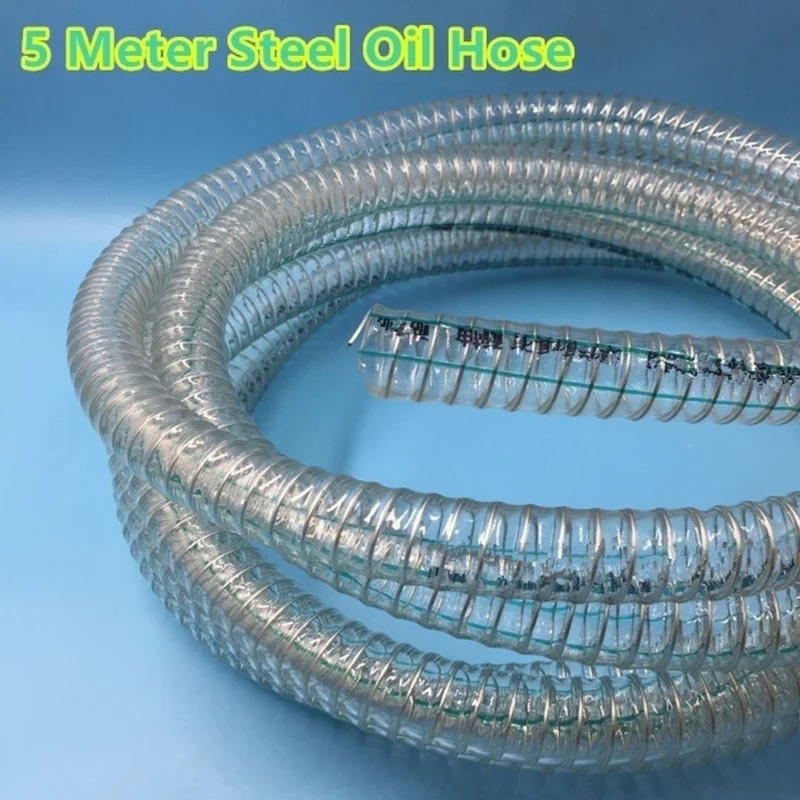 Pistola de reabastecimento de bomba de óleo 2 em 1, elétrica submersível, 5 metros, mangueira de aço, combustível, água, acessórios de acampamento