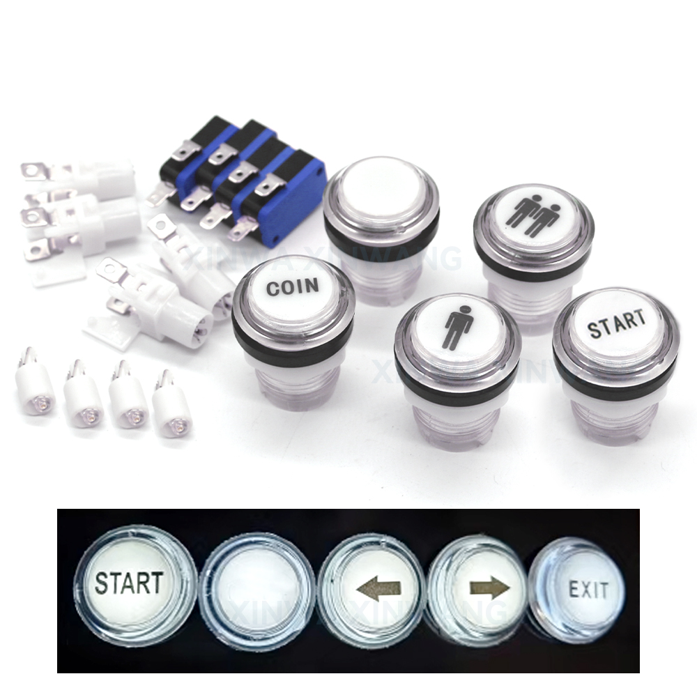5V 12V ライトプッシュボタン 33 ミリメートル Led 照光クリアプラスチックコインアーケードジョイスティックゲームゼロ遅延 Diy 部品自動販売機