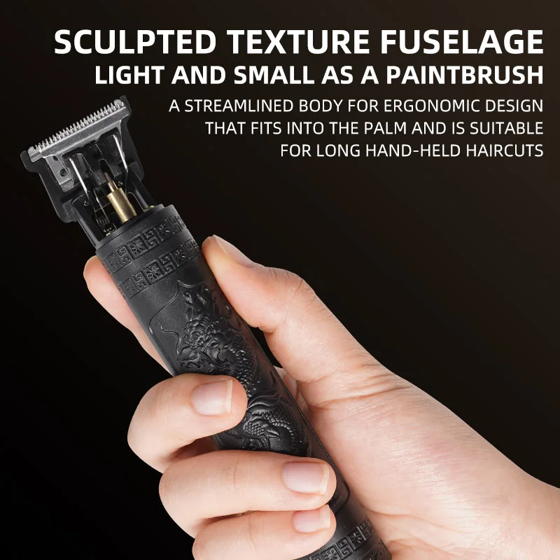 Rasoio da taglio per uomo Tagliacapelli ricaricabile Rasoio elettrico per adulti Vintage Clipperrazor Home Ricarica USB Barbiere Drago nero