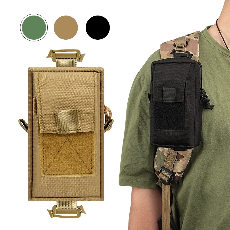 Bolsa com alça de ombro compatível com MOLLE |   Bolsa externa multifuncional |   Suporte para telefone e armazenamento para equipamentos de acampamento e caminhada