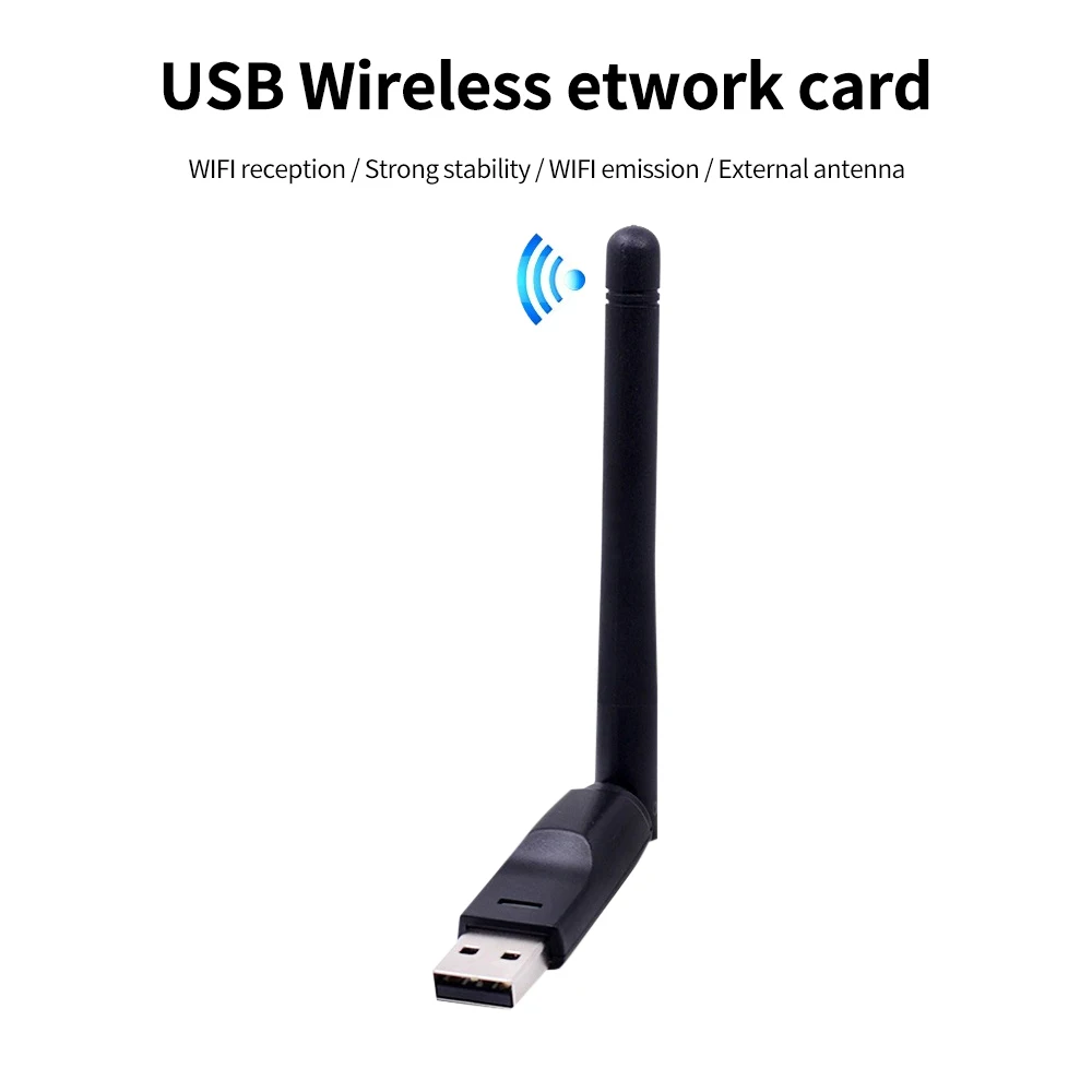 Адаптер USB 2.0 2,4 ГГц, 150 Мбит/с, беспроводная сетевая карта Wi-Fi с антенным набором микросхем Ralink MTK 7601 802.11 b/g/n для портативных ПК