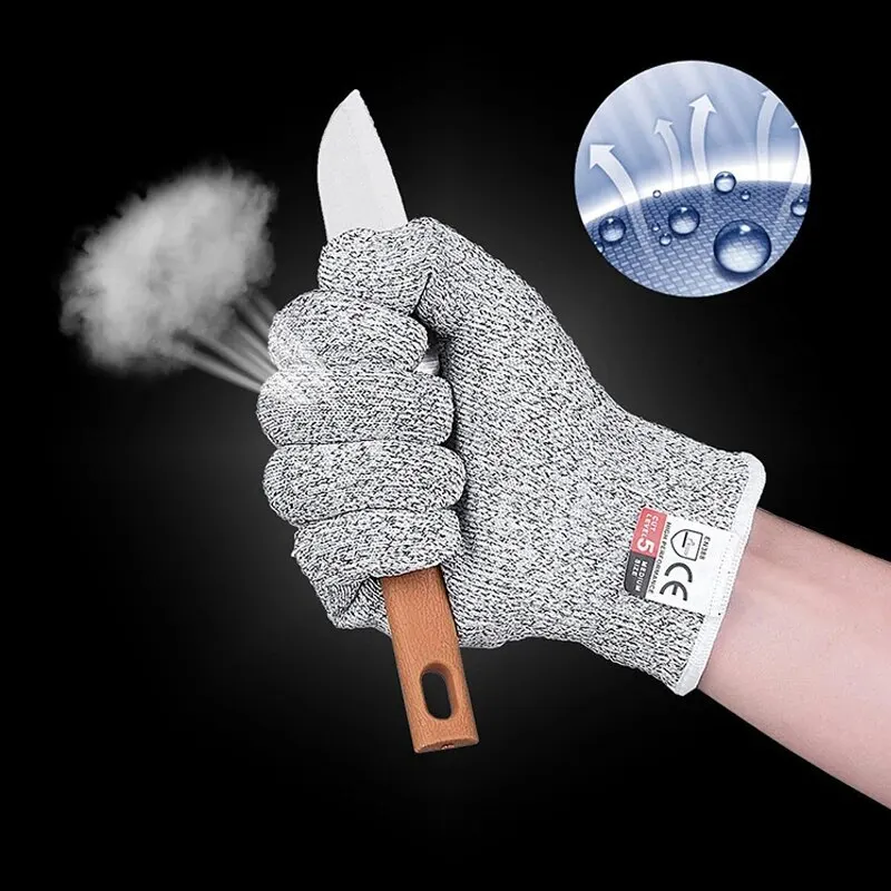 Un par de guantes anticortes, gran oferta, guantes de trabajo de seguridad de nivel 5, color gris y negro, protección de seguridad para corte de vidrio