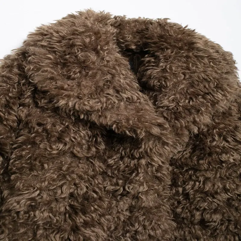 Casaco F Versátil de Inverno 2024 com Efeito de Pele Artificial, Acolchoado, Solto, Crimento Regular, Moda