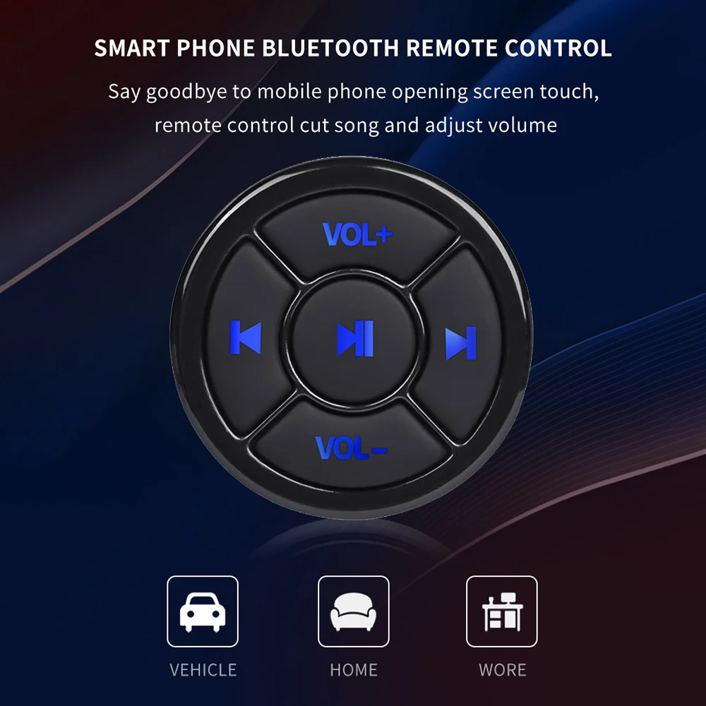 kebidu Stuurwiel Muziekspeler Draadloze Bluetooth Afstandsbediening Mediaknop Multimedia voor Android IOS Smartphone Carkit