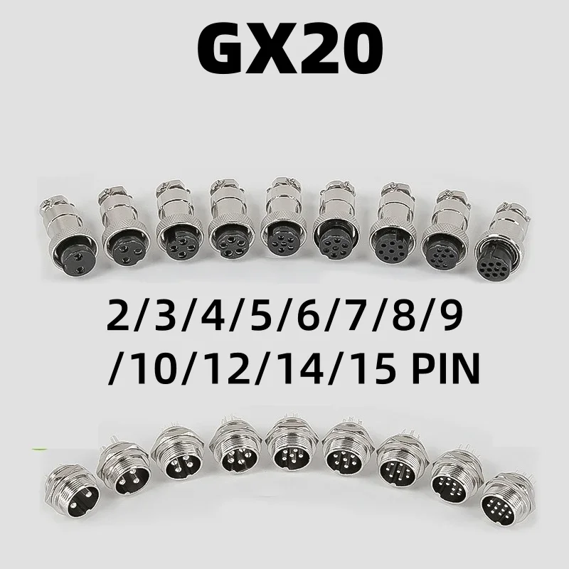 Conector GX20 2/3/4/5/6/7/8/9/10/12/14 Pin 5A-10A Contrapunto de metal para equipos industriales Contrapunto de metal para equipos industriales