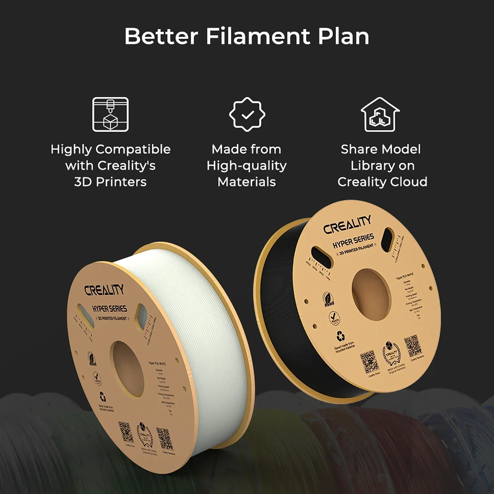 Creality Hyper PLA-Filament, 1,75 mm, hohe Flüssigkeit, hohe Geschwindigkeit, 3D-Druckmaterial, stabile Extrusionsspule, dimensionale 1 kg