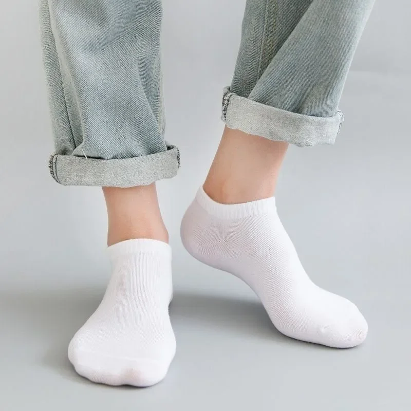 Calcetines tobilleros para hombre, calcetines deportivos de algodón transpirables de Color sólido, negro, blanco y gris, calcetines cortos Unisex de alta calidad para primavera y verano