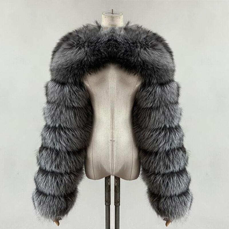 BEIZIRU echte bontjas voor dames, zilveren vos, rode vos, twee mouwen, 60 cm lengte, naakte mode