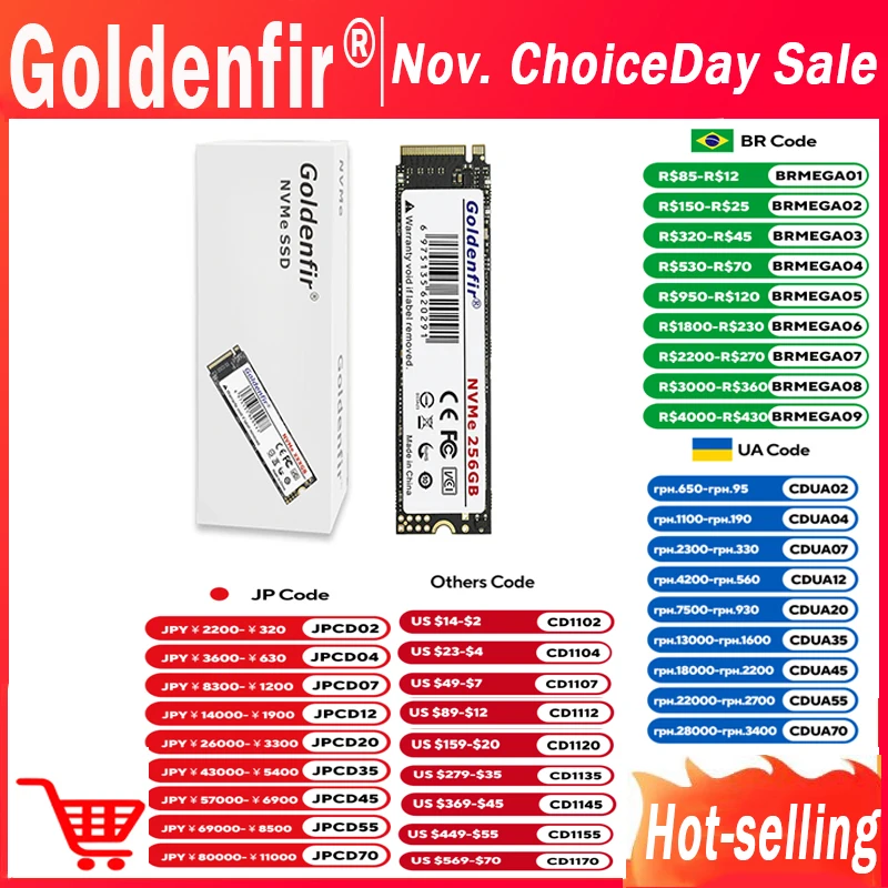 M2 SSD NVMe 256GB Goldenfir M.2 PCIe 128GB 120GB 512GB 1T Solid State Disk 2280 Internal Hard Drive for Laptop Desktop TLC/QLC