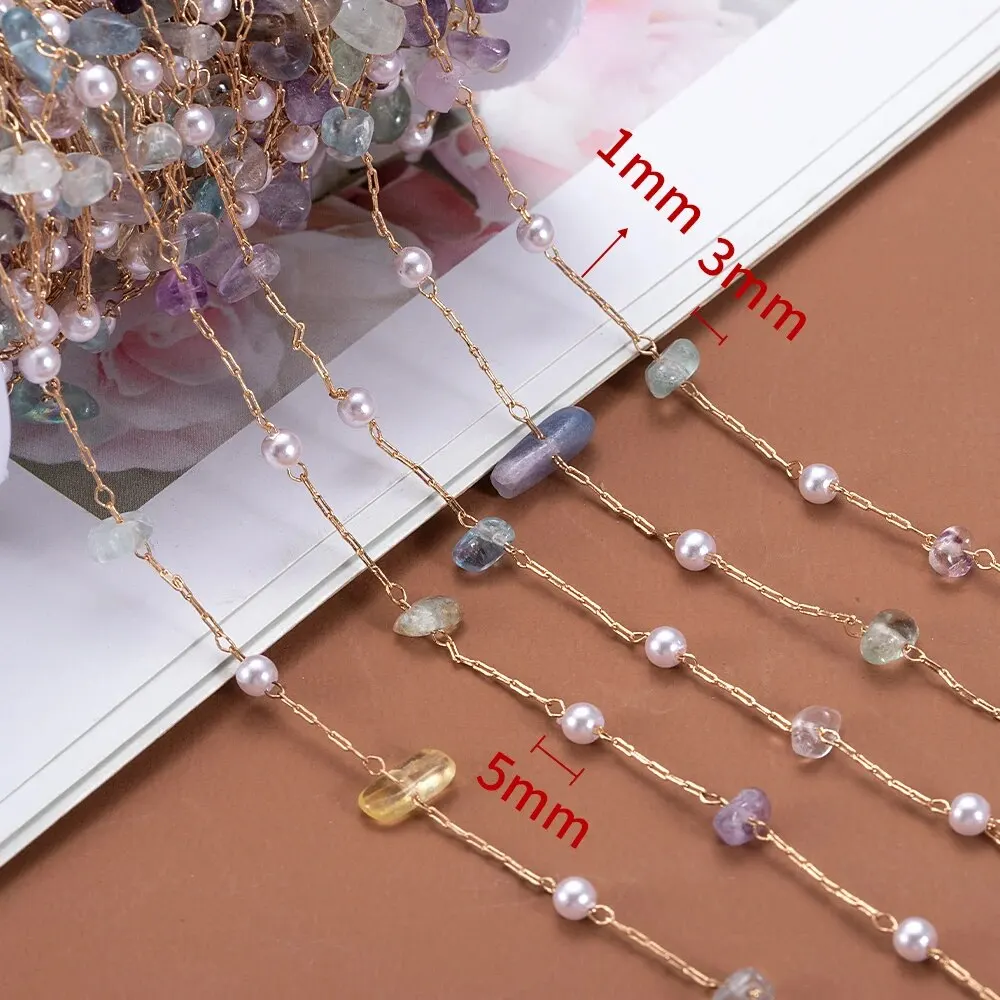 1 Meter/Los Unregelmäßige Steinperlen Kupferkette mit 4 mm Perlen Perlen Links für DIY Schmuck Halskette Armband Anhänger Zubehör