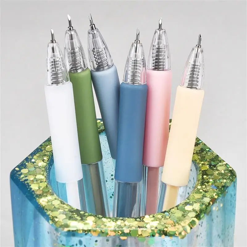 Juego de recambio de bolígrafo y cuchillo, cuchillo de corte de papel de utilidad artística, pegatina para álbum de recortes, herramienta de corte de precisión, cortador de suministros para manualidades DIY, 2 + 6 uds.
