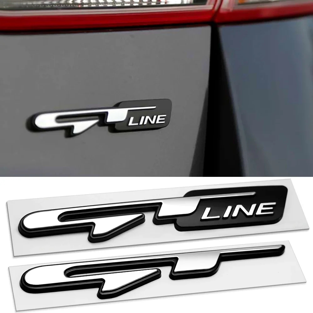 3D Car GT line Design Fender Rear Trunk body Emblem Badge sticker For Peugeot For Kia K9 Forte Ceed Cerato RIO K3 K5 Akcesoria