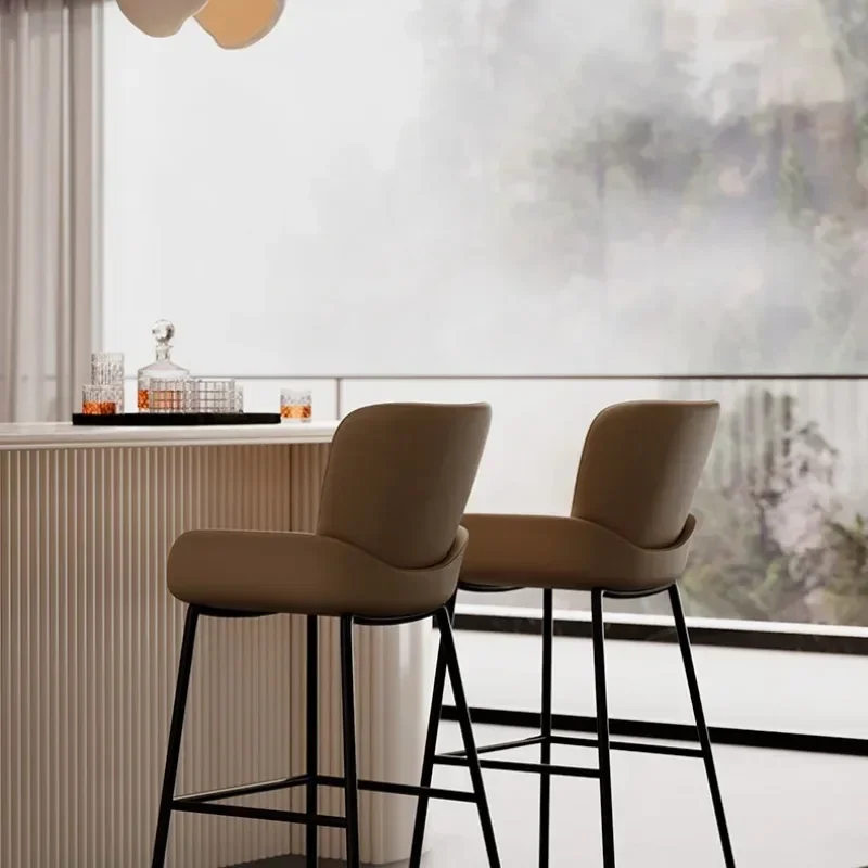 Insel Esstisch Bar Stuhl Hohe Leder Eisen Partys Barhocker Elegante Luxus Ergonomie Gabello Cucina Alto Bar Möbel