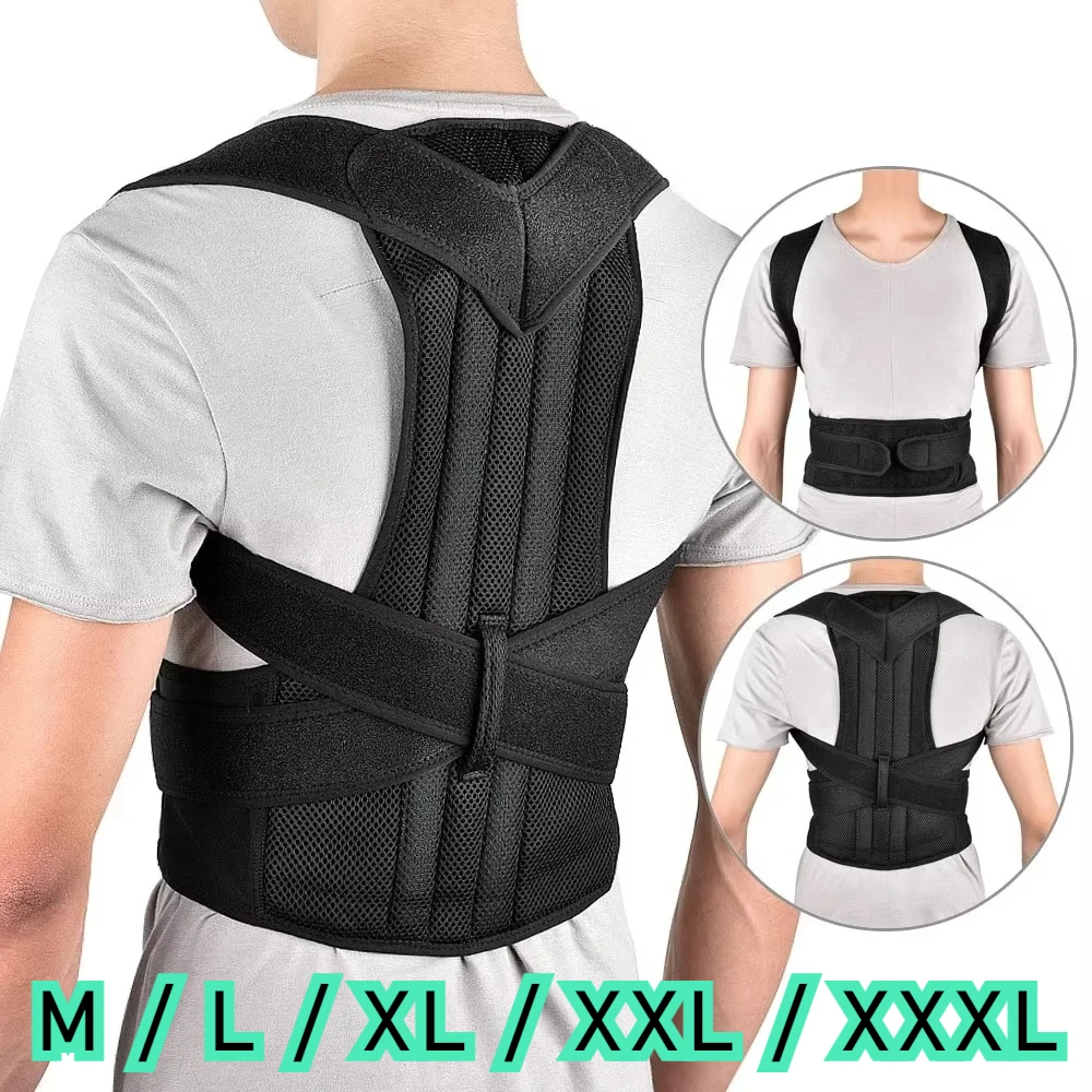 Cinturón reforzado, Corrector de postura de columna Lumbar, chaleco, correa de soporte ajustable para espalda, soporte para hombro, columna vertebral, entrenador de camilla de cuello