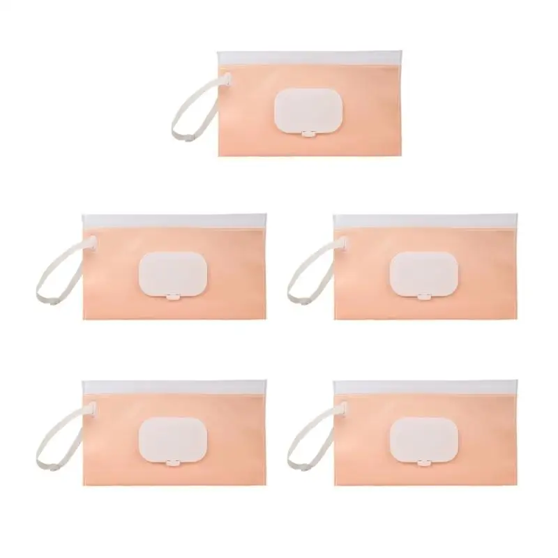 U13f 5pcs Distribuidor lenços bebê ergonômico fácil uma mão usa uma bolsa reutilizável