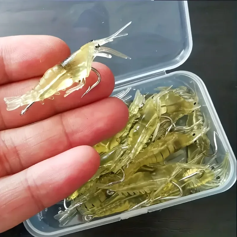 510/20pcs Goture กุ้งสําหรับน้ําจืดน้ําเค็ม,Luminous กุ้งเหยื่อชุด SHARP Hook และลูกปัด