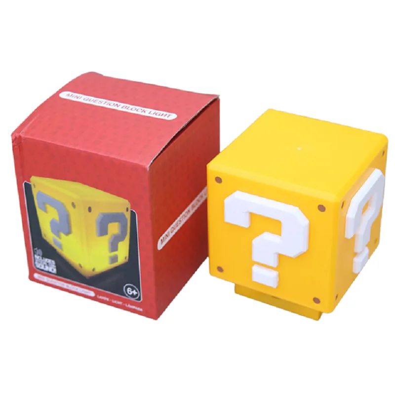 10cm Super Mario Bros Figurka LED Znak Zapytania Cegła Lampka Nocna USB Ładowanie Anime Lampa Biurkowa Statuetka Dekoracyjne Światło Prezenty Dla Dzieci