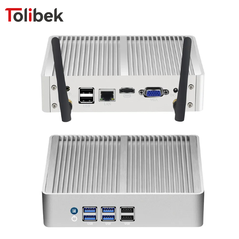 BEBEPC Quạt Không Cánh Mini PC HTPC Windows 10 Pro Intel Core I5 4200U Celeron DDR3L WiFi HD USB Văn Phòng Descktop Máy Tính văn Phòng Minipc