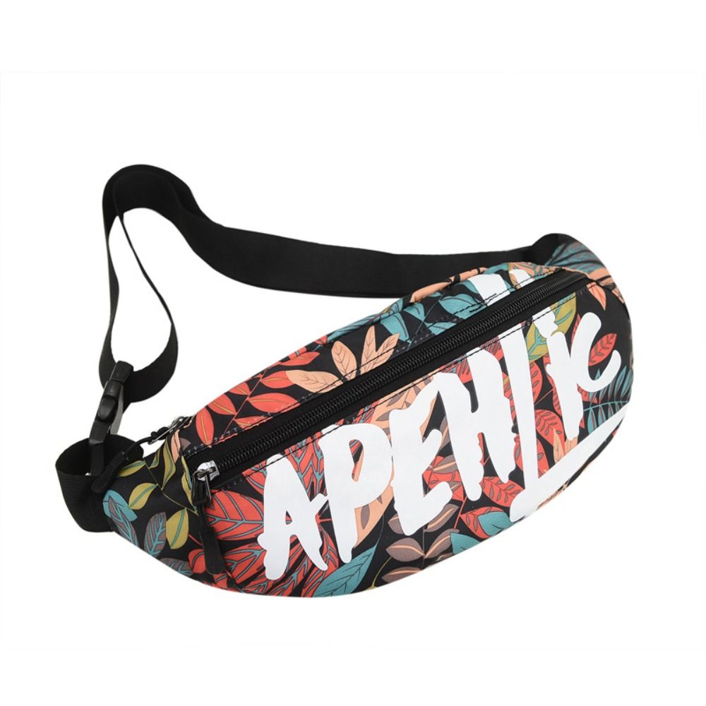 Multi-pocket Printed Waist Bag Adjustable Shoulder Strap Large Capacity Multifunctional Waist Pack Oxford Cloth Buckle