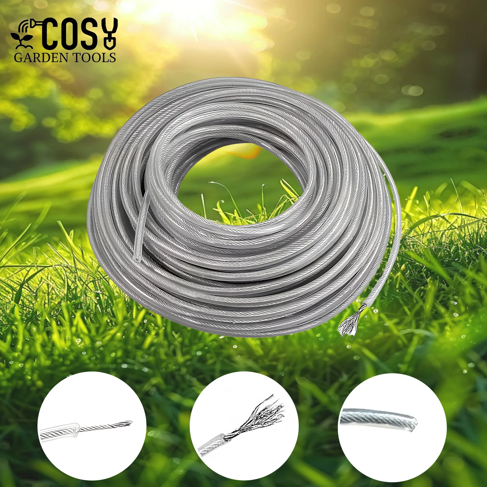 5 M/10 M/15 M * 2.4 มม./2.7 มม./3 มม./4 มม.Trimmer Line ลวดไนลอนเครื่องตัดแปรงเชือกเหล็กหญ้า Trimmer Line เครื่องตัดหญ้าเปลี่ยน