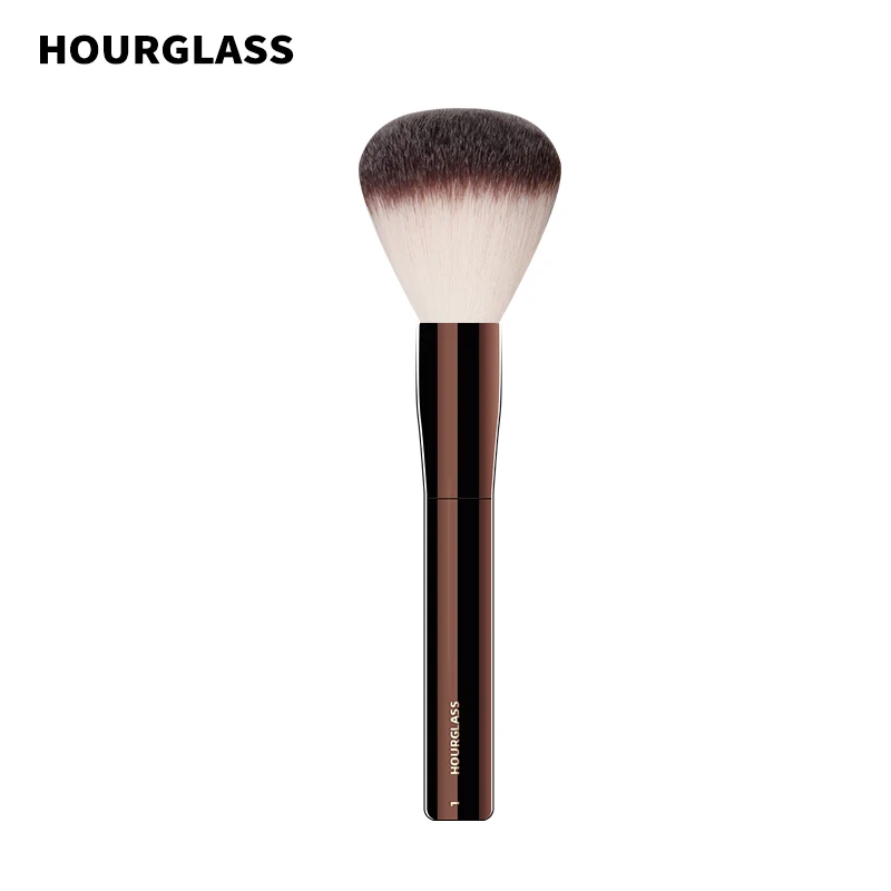 Brocha de maquillaje de reloj de arena, brocha de polvo de cabeza redonda No.1, pelo de fibra suave y agradable para la piel, diseño de moda, brocha de una sola cara