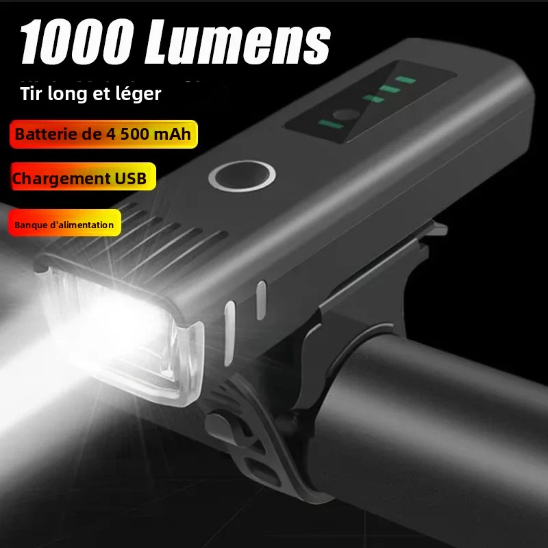 1000LM vélo avant lumière lumineuse vélo lampe de poche LED lanterne de vélo USB Rechargeable vtt vélo feu arrière pour phare de cyclisme