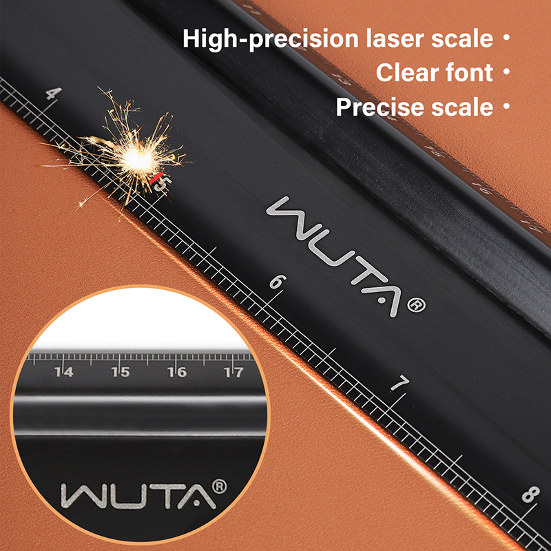 WUTA Multi-function Hand Protective Ruler Non-slip Straight Ruler Titanium Plated Stainless Steel Leather Cutting Wood Craft
