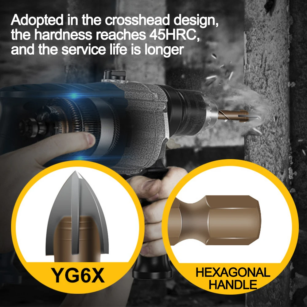 3-12mm Cross Hex Tile Drill Bits Set for Glass Ceramic Concrete Hole Opener Brick Hard Alloy Triangle Bit Woodworking Tool Kit