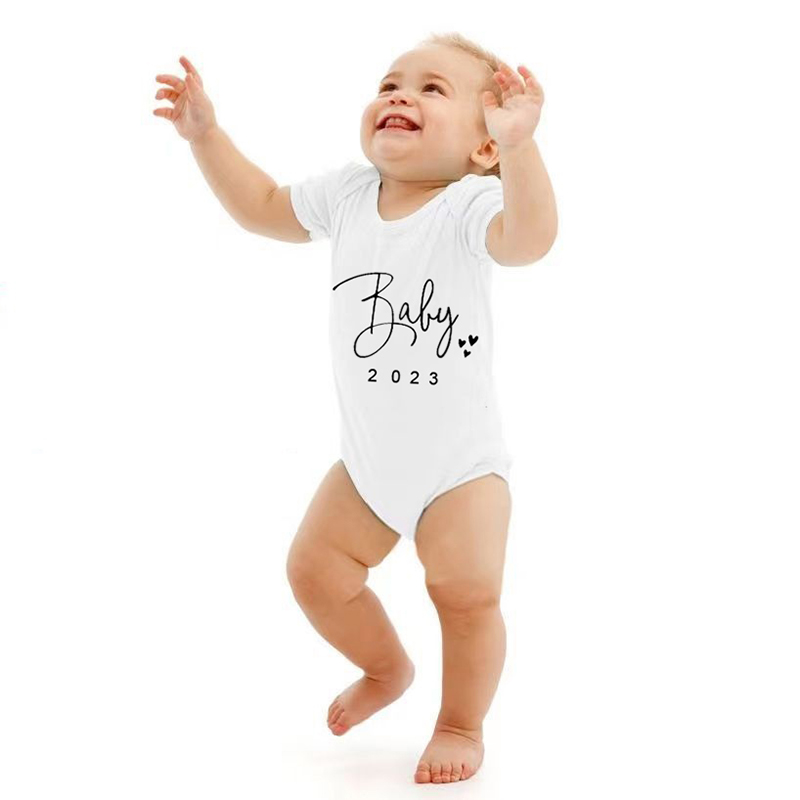 Neonati maschi Pagliaccetto in cotone a maniche corte con stampa di lettere Amo mamma e papà Tuta Abbigliamento infantile Costume neonato Vestiti per bambini