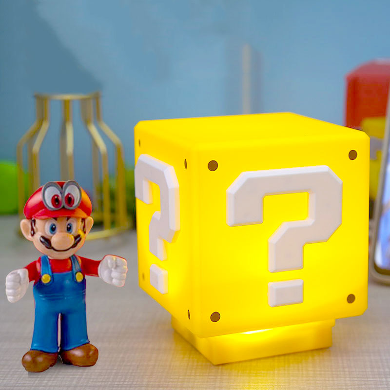 10cm Super Mario Bros Figur führte Fragezeichen Ziegel Nachtlicht USB Aufladung Anime Schreibtisch lampe Statue dekorative Licht Kinder Geschenke
